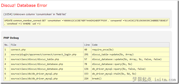 Unknown column"conuintoken" in "field list"